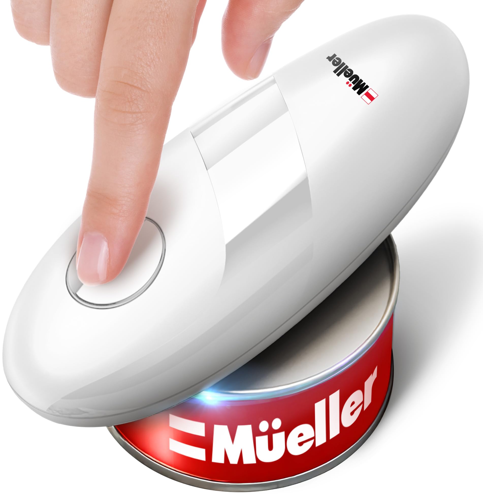 MUELLER HOME SmoothEdge Auto Electric Can Opener – Battery‑Operated One‑Touch w Magnet Lid Lifter – Portable Hands‑Free Automatic Can Openers for Seniors & Arthritis, Smooth‑Edge Cut Technology, Black