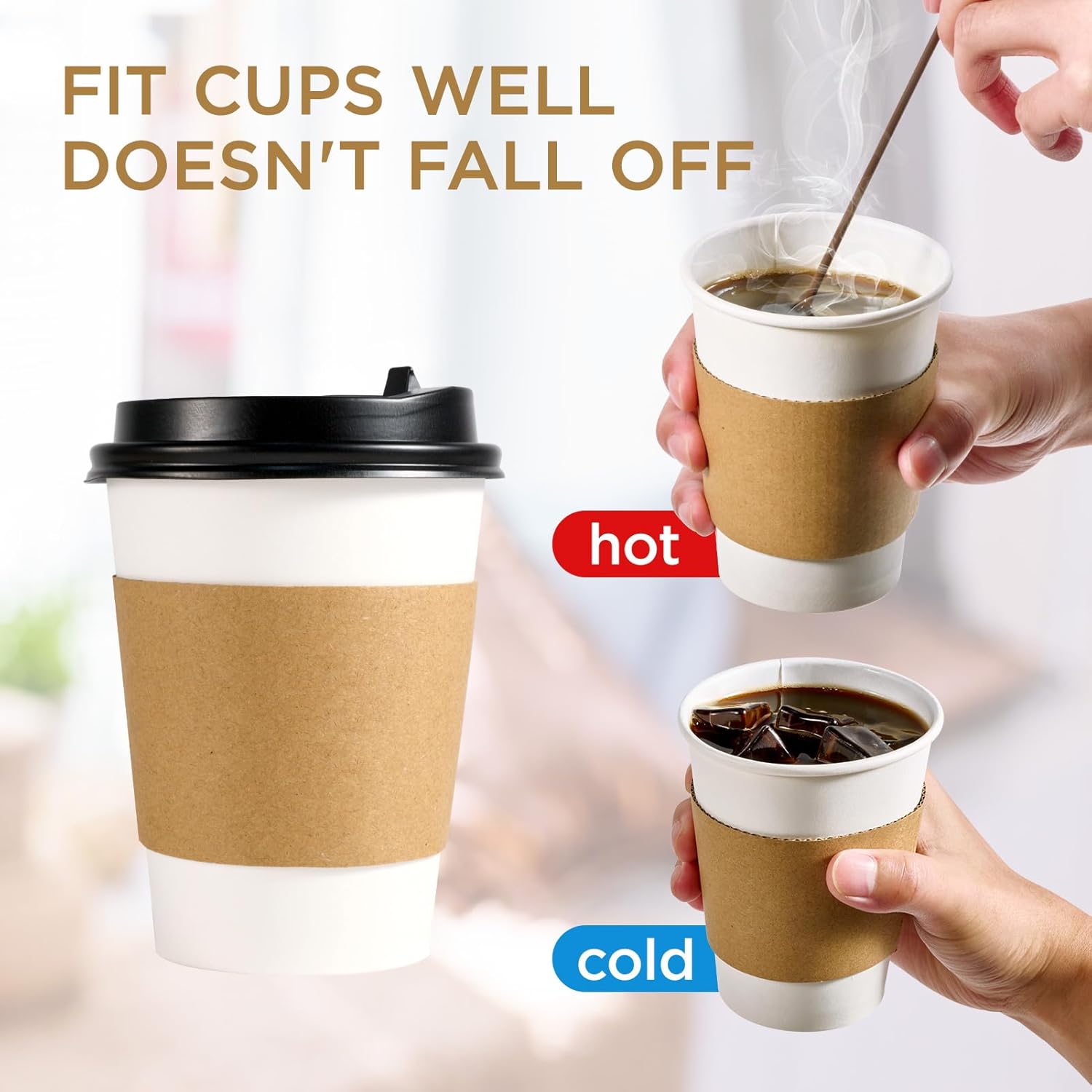 Vplus 500 Pack 12 OZ Paper Coffee Cups and 200 Pack Coffee Sleeves
