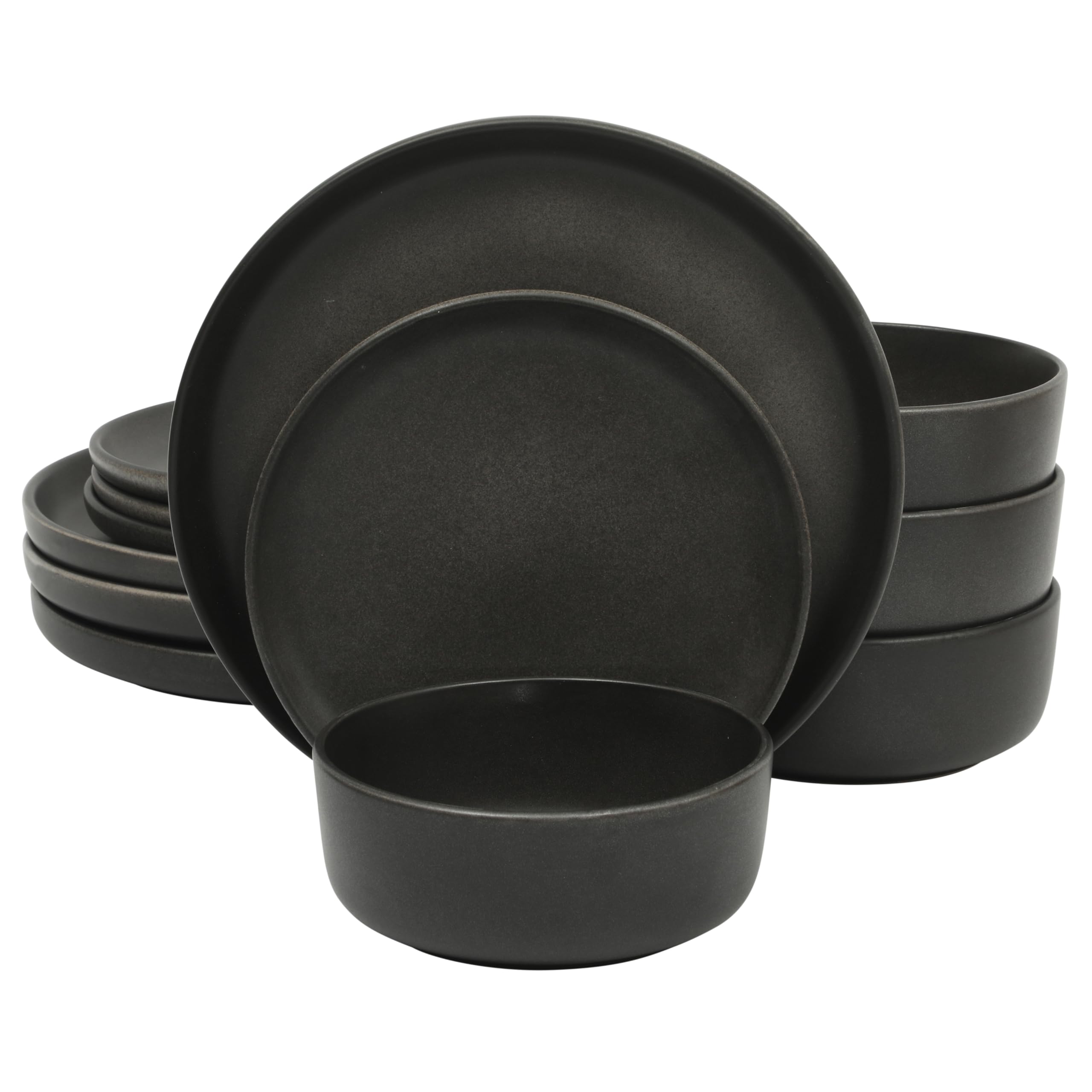 Gibson Elite Soho Lounge Round Reactive Glaze Stoneware Dinnerware Set, Service for 4 (16pc), Blue, Soho Round.