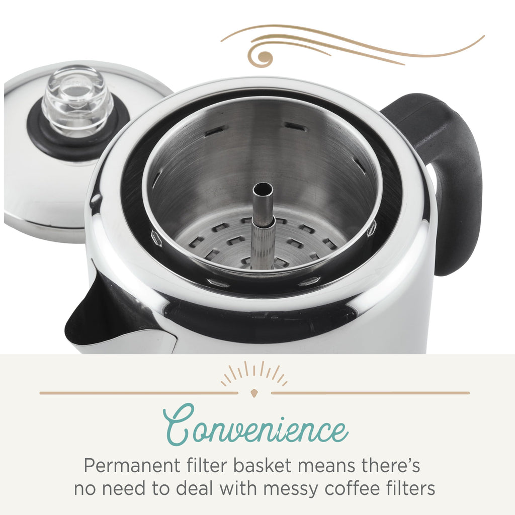 Farberware Classic Yosemite Stainless Steel Coffee Percolator - 8 Cup, Silver