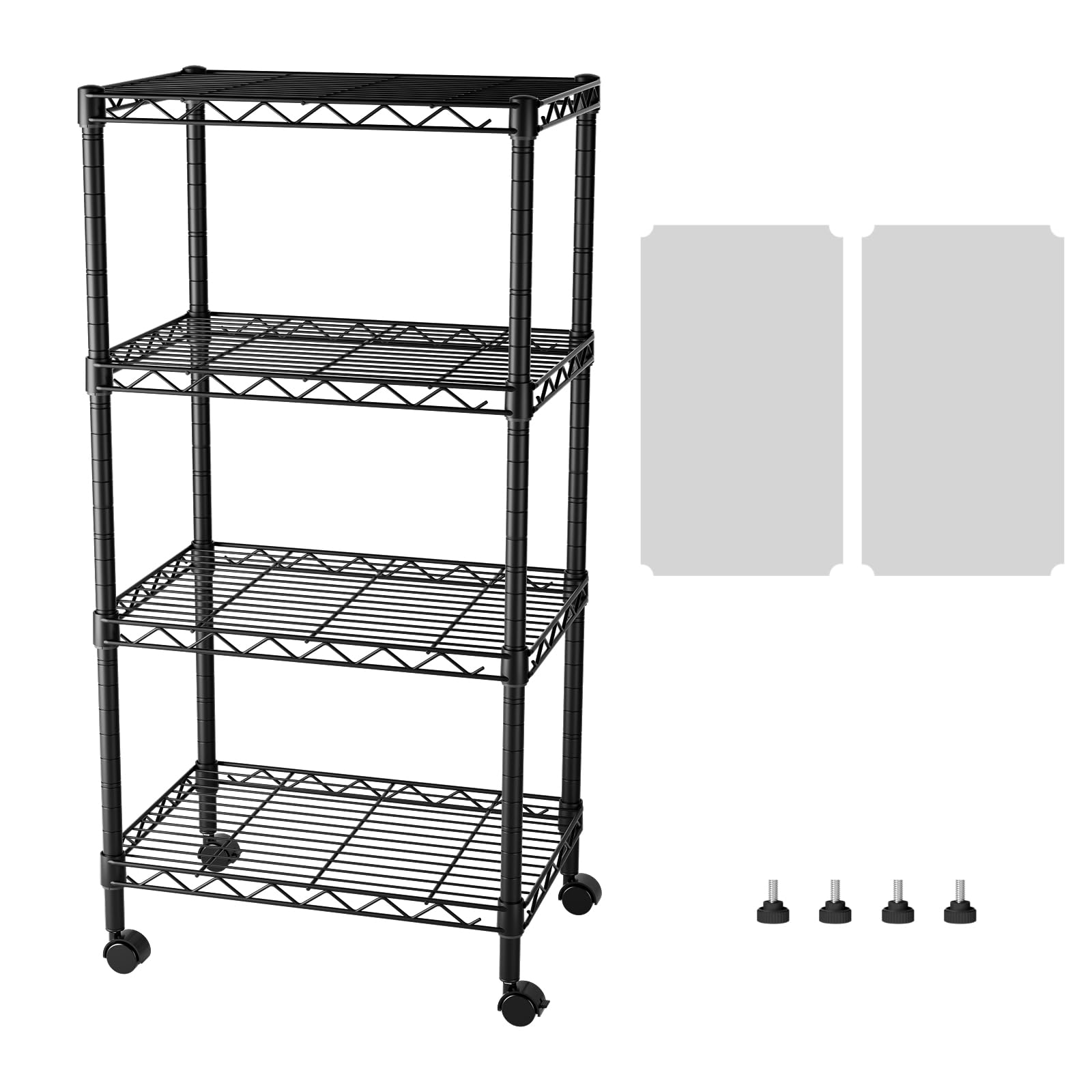 SINGAYE 3 Small Shelves Storage Shelf Wire Shelving Unit Metal Shelf Adjustable Organizers Storage Shelving with Wheels for Bathroom Laundry Room Kitchen Pantry11.5”D x 17.5”W x 30.5”H White