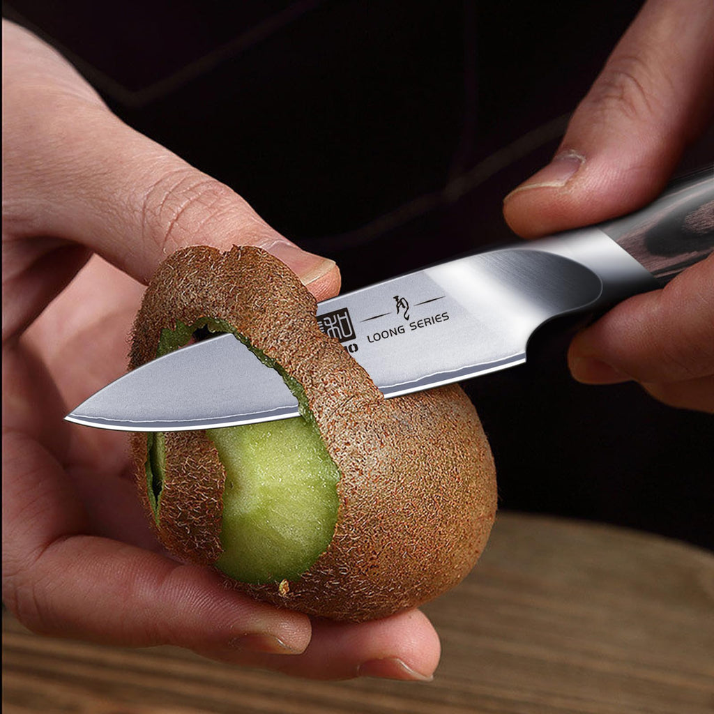 HOSHANHO 3.75 inch Paring Knife, Japanese High Carbon Stainless Steel Small Kitchen Knives, Ultra Sharp Fruit Knife with Ergonomic Pakkawood Handle
