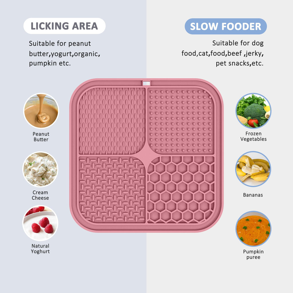 2 Pack Lick Mat for Dogs,Cats,Upgraded 8.5×8.5 inches Licking Mats with Suction Cups,Slow Feeder Licking Pad for Anxiety Relief and Boredom Reducer,Suitable for Dog Training Set 2