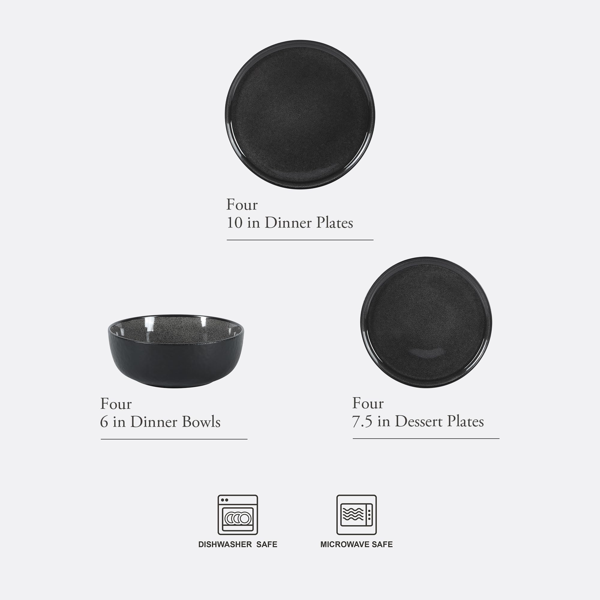 Gibson Elite Soho Lounge Square 16-Piece Dinnerware Set, Service for 4, Reactive Glaze Stoneware Plates and Bowls, Modern Dishes, Microwave & Dishwasher Safe – Red and Black