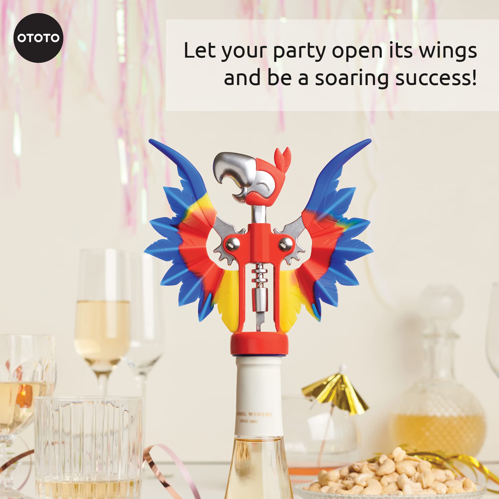 OTOTO Vino Spooky Bat 2-in-1 Wine & Beer Opener, Corkscrew & Bottle Opener - Goth Wine Accessories & Gifts for Wine Lovers