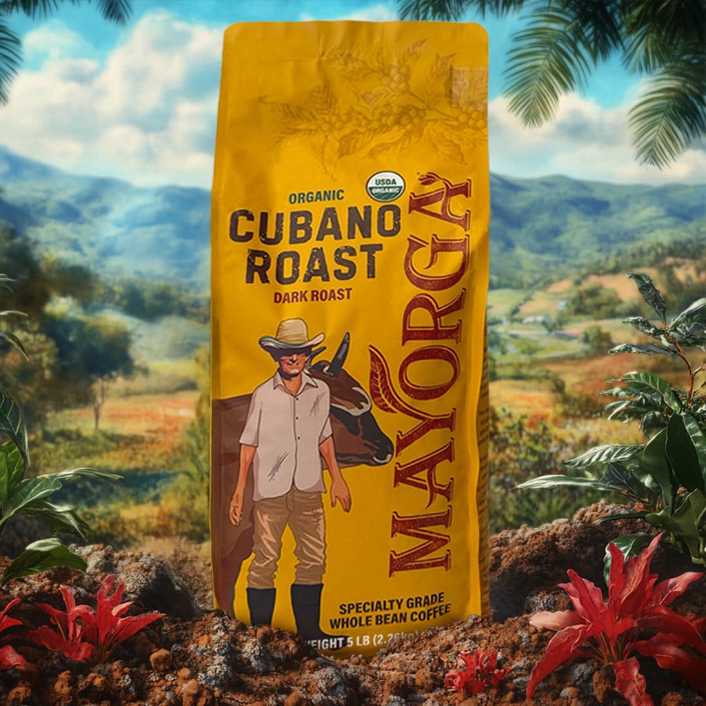Mayorga Organic Coffee 2lb Cafe Cubano Roast - Dark Roast Whole Bean Specialty Grade Coffee, 100% Arabica, Slow Roasted, Bold and Smooth Flavor with Low Acidity - USDA Organic, Non-GMO, Kosher