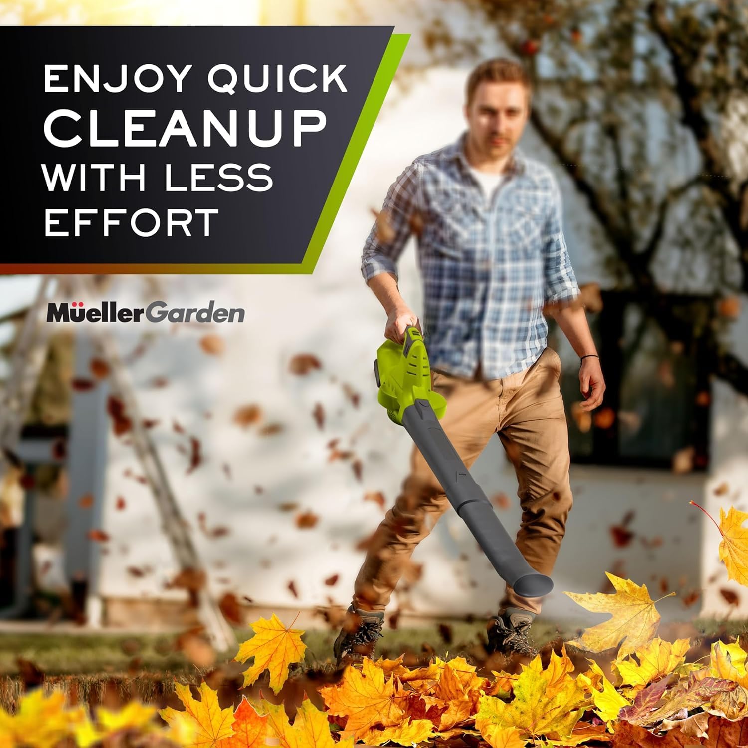 Mueller UltraStorm Leaf Blower Cordless Electric, with 2 Batteries and Charger, 140 MPH 20 V Powerful Motor, 2 Speed Levels, 1hr Charge, Lightweight, Blowers for Lawn Care, Blower for Snow