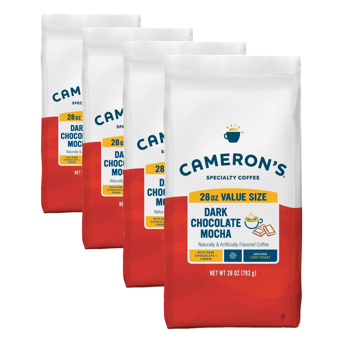 Cameron's Coffee Roasted Ground Coffee Bag, Dark Chocolate Mocha, Smooth Flavored Coffee, Sustainable, Small-batch Roasted, 28 Ounce (Pack of 1)
