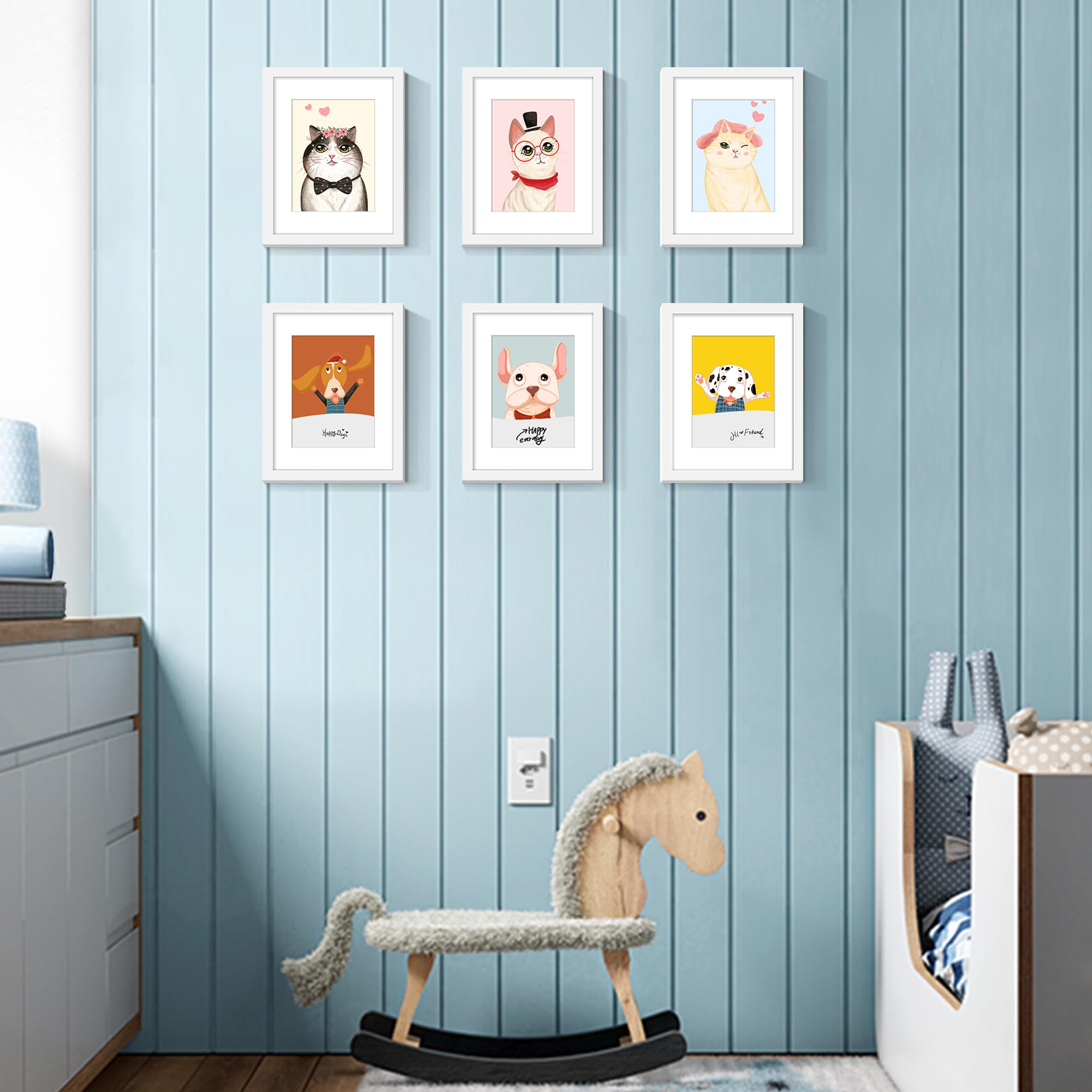 upsimples 5x7 Picture Frame Set of 10, Display Pictures 4x6 with Mat or 5x7 Without, Multi Photo Frames Collage for Wall or Tabletop Display, Black