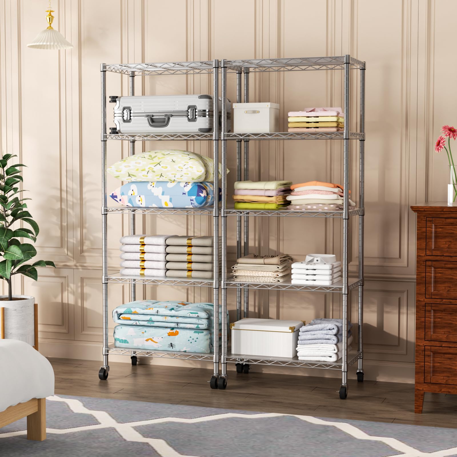 SINGAYE 3 Small Shelves Storage Shelf Wire Shelving Unit Metal Shelf Adjustable Organizers Storage Shelving with Wheels for Bathroom Laundry Room Kitchen Pantry11.5”D x 17.5”W x 30.5”H White