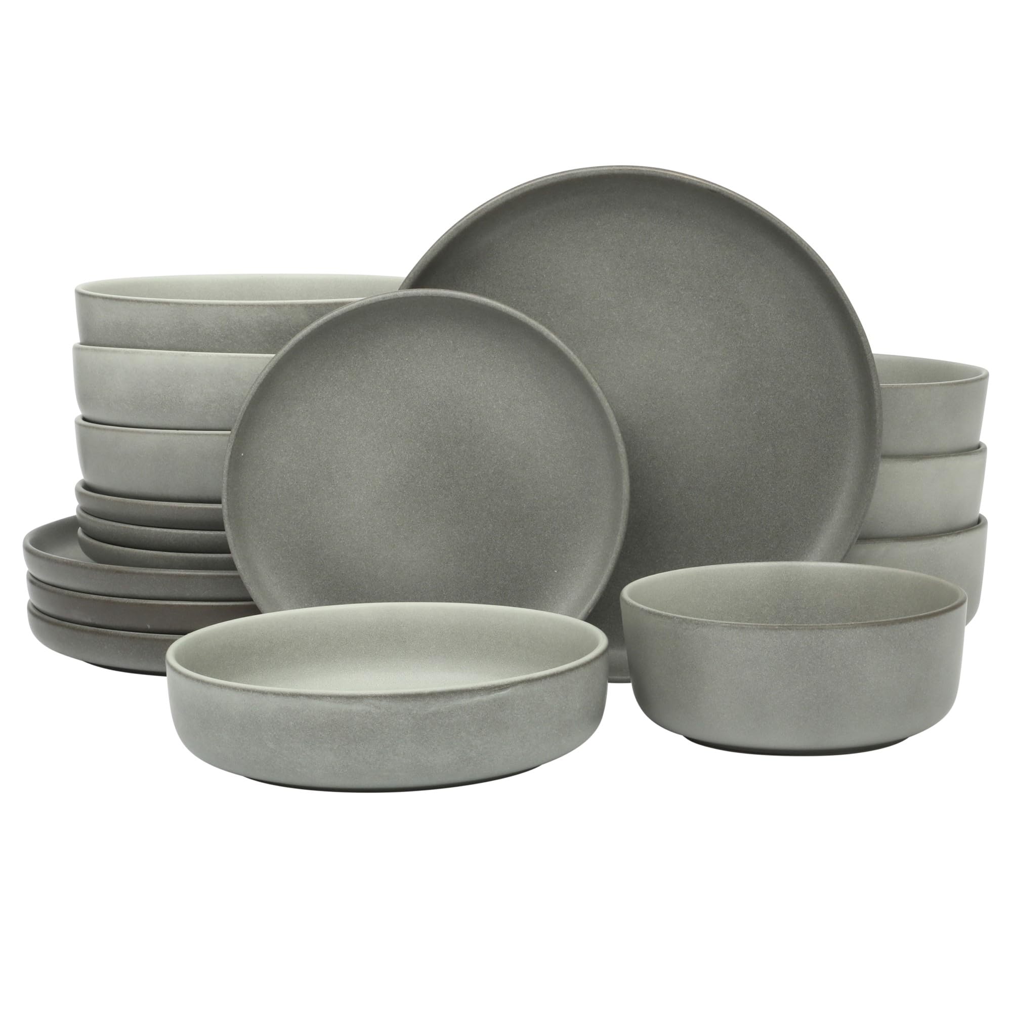 Gibson Elite Soho Lounge Square 16-Piece Dinnerware Set, Service for 4, Reactive Glaze Stoneware Plates and Bowls, Modern Dishes, Microwave & Dishwasher Safe – Red and Black