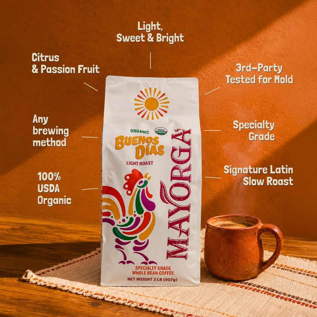 Mayorga Organic Coffee 2lb Cafe Cubano Roast - Dark Roast Whole Bean Specialty Grade Coffee, 100% Arabica, Slow Roasted, Bold and Smooth Flavor with Low Acidity - USDA Organic, Non-GMO, Kosher