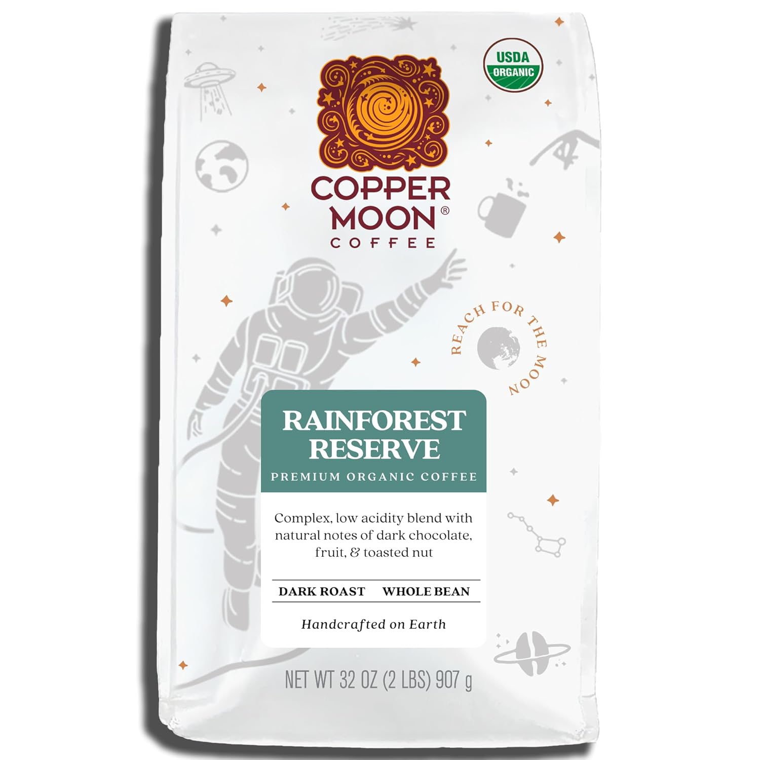 Copper Moon Medium Roast Whole Bean Coffee, Stargazer Blend, 2 Lb