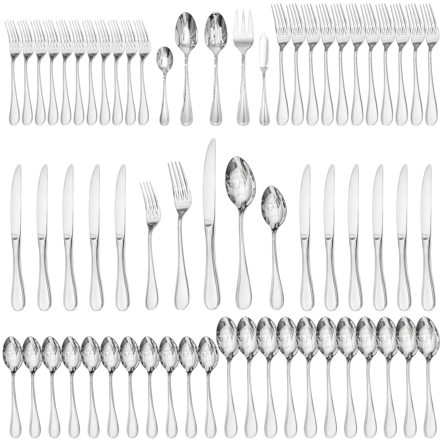 KINGSTONE 20 Piece Teardrop Silverware Set for 4, 18/10 Stainless Steel Flatware Set, Modern Design Cutlery Set for Home/Hotel/Wedding,Mirror Polished and Dishwasher Safe