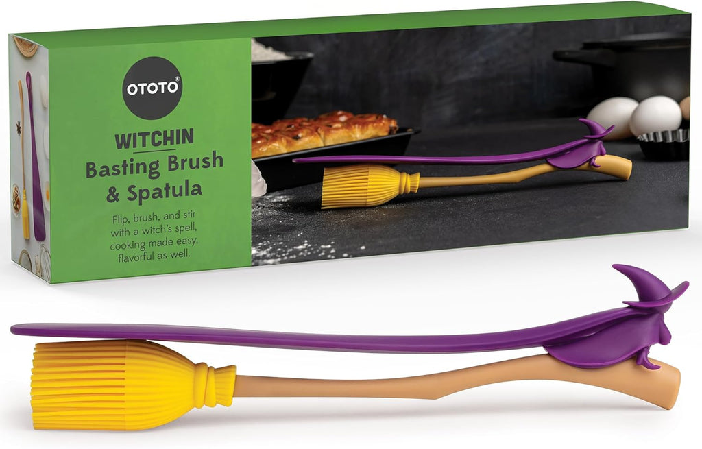 OTOTO NEW! Spookula Vampire Folding, Collapsible, Umbrella, Unique, Goth Accessories, Witchin Pastry Brush and Baking Spatulas - Silicone Heat Resistant and Basting Brush,