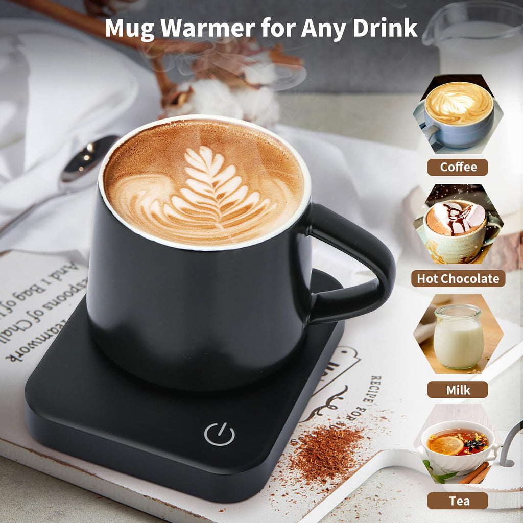 VOBAGA Imitation Wood Grain Coffee Cup Warmer & Mug Warmer for Desk, Electric Coffee Warmer Plate with 3-Temp Settings for Tea, Cocoa, Milk with Auto Shut Off After 4 Hours, Coffee Gifts for Women Men