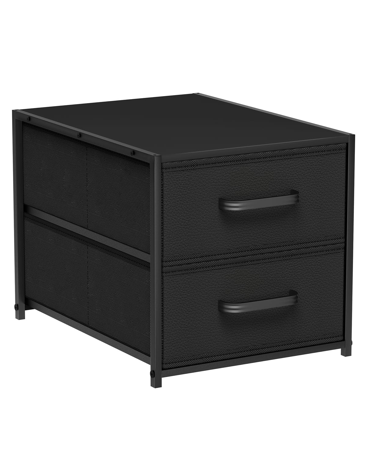 Homsorout Stackable Storage Drawers - 2 Tier Closet Organizer with Metal Handles and Metal Frame, Fabric Dresser with Collapsible Bins for Bedroom, Dorm, Office, White, 2 Pack
