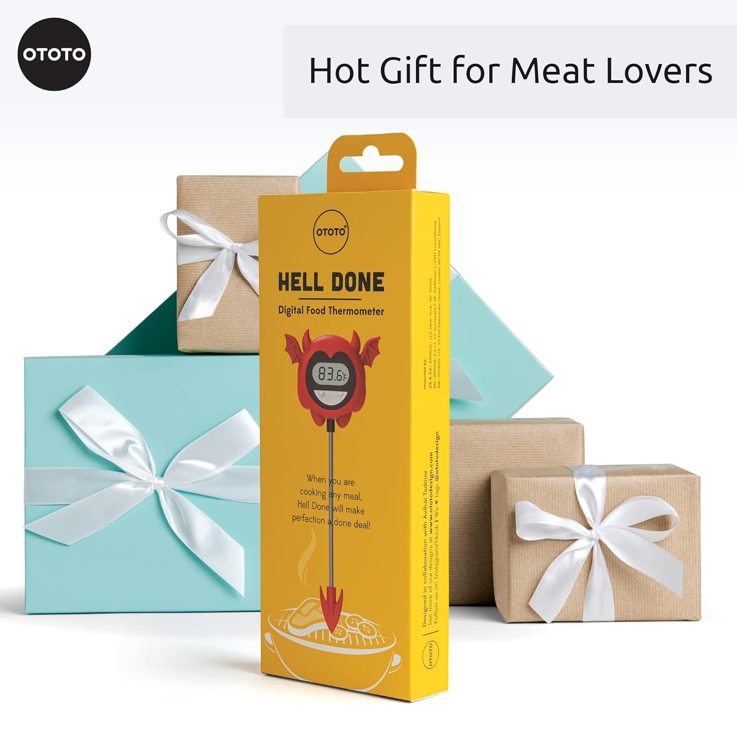 OTOTO Hell Done Halloween Meat Thermometer Digital - Spooky Food for Cooking, for Meat, Digital, Cooking Gifts, Cute Kitchen Gadgets