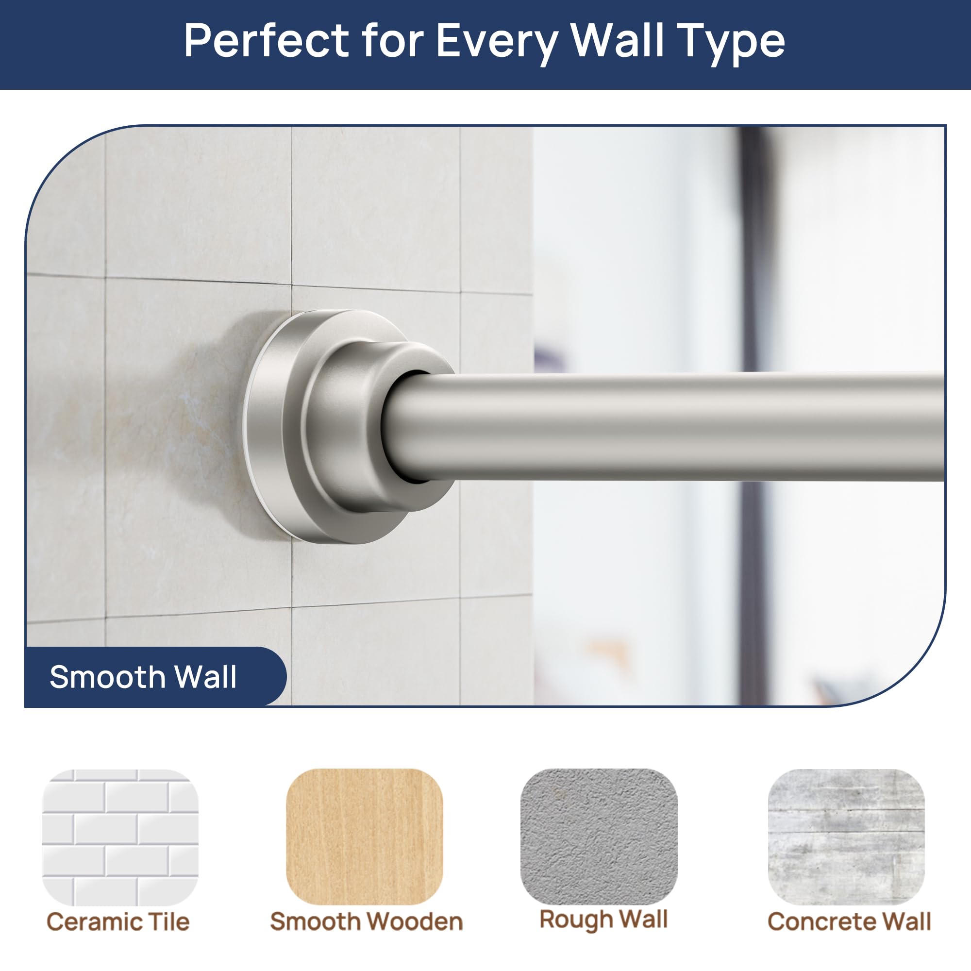 ENJOYBASICS 2 Pack Adjustable Spring Tension Curtain Rods 32 to 66 Inches, Stainless Steel Matte Black Shower Rod No Drilling for Window, Bathroom, Closet, Room Divider, 7/8" Diameter