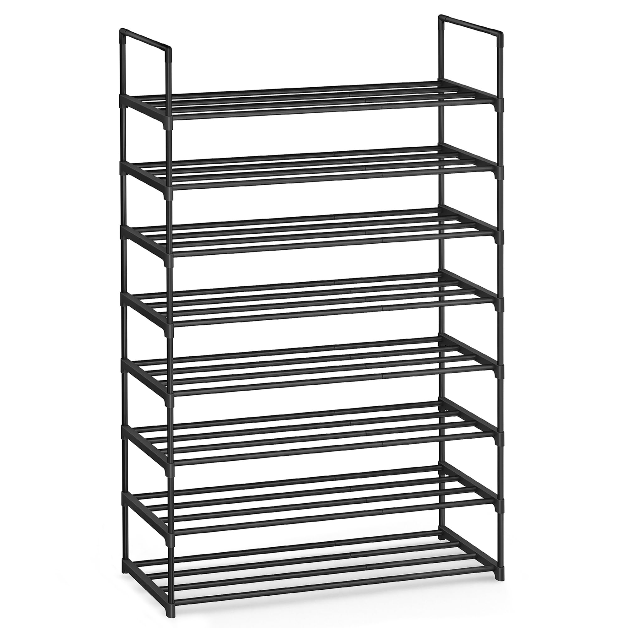 SONGMICS Shoe Rack, 3-Tier Shoe Organizer, Metal Storage Shelf, Upright or Upside Down, for 16-20 Pairs, Stackable, for Entryway, 11.8 x 36.2 x 21.7 Inches, Black ULSA303B02