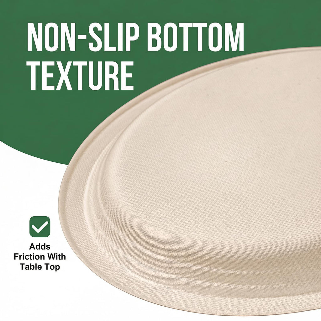 DaYammi 100% Compostable Oval Paper Plates 12 Inch, 60-Pack Heavy Duty Paper Plates Bulk,Biodegradable Bagasse,Eco-Friendly Disposable Dinner Plate for BBQ,Picnic,Party (BPI Certified,Microwaveable)