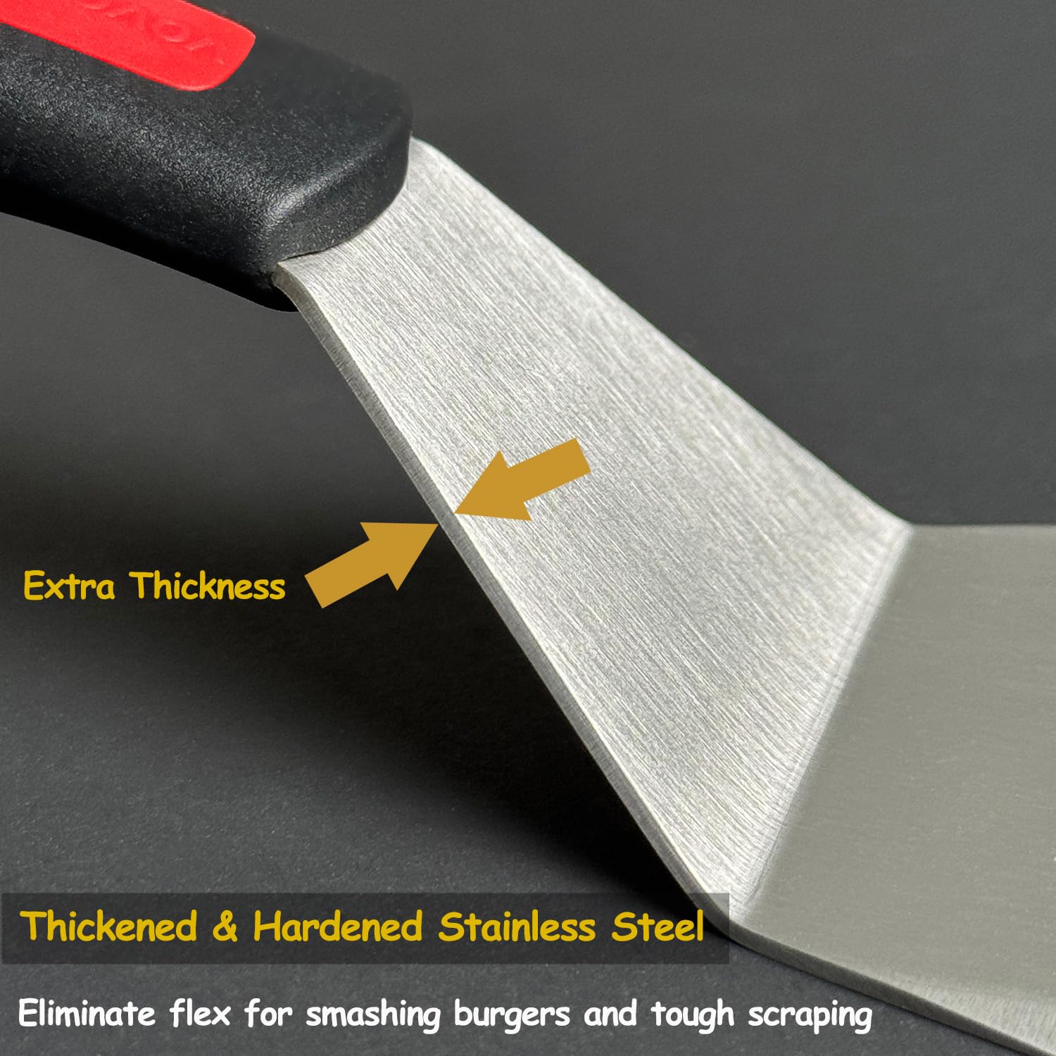 Professional Metal Spatula for Cast Iron Skillets and Flat Top Grills, Full Tang Wooden Handle,1.8mm Thick Stainless Steel Blade, Smash Burger Spatula Turner for Flipper, Cooking, BBQ, 4.7 x 2.7 Inch