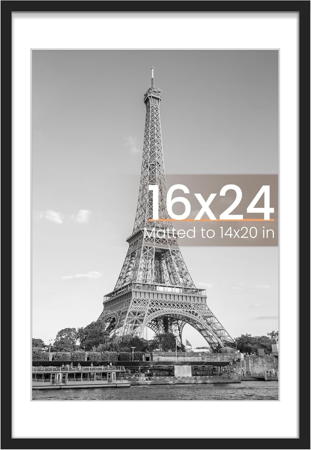 upsimples 16x24 Picture Frame Set of 6, Display Pictures 14x20 with Mat or 16 x 24 Without, Wall Gallery Poster Frames, Black