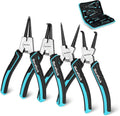 DuraTech 4 PCS Snap Ring Pliers Set, 7 Inch Heavy Duty Internal & External Circlip Pliers Kit with Straight/Bent Jaw, Premium CRV Steel, Precision Spring Loaded C Clip Pliers with Storage Pouch