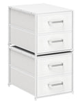 Homsorout Stackable Storage Drawers - 2 Tier Closet Organizer with Metal Handles and Metal Frame, Fabric Dresser with Collapsible Bins for Bedroom, Dorm, Office, White, 2 Pack