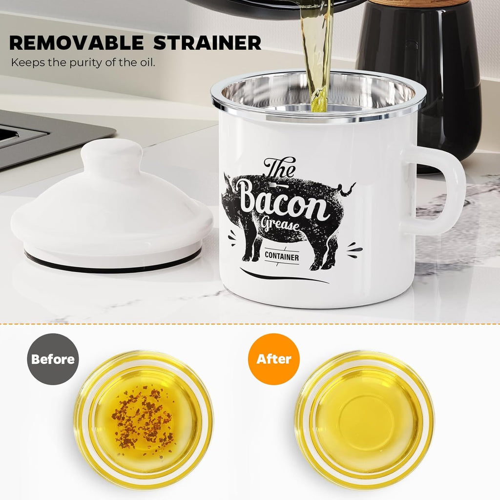 Black Meat Chopper and 15OZ Mini White Bacon Grease Container
