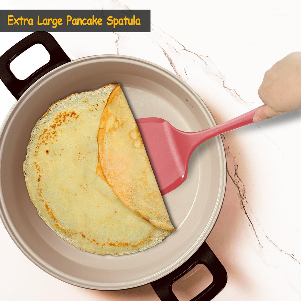 Silicone Spatula Set, 600°F Heat Resistant Silicone Spatula Turner Flipper for Cooking, Non Stick and Non Scratch Kitchen Utensils for Eggs & Pancakes, 4 Pack, Black