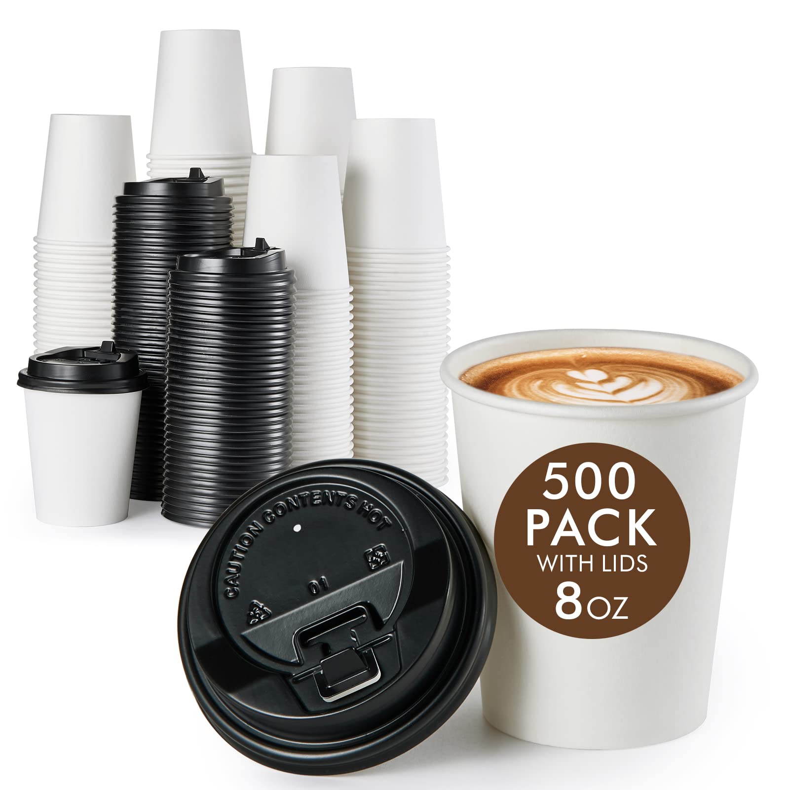 Vplus 500 Pack 12 OZ Paper Coffee Cups, Disposable 12 OZ Coffee Cups With Lids, Cold/Hot Drinking, For Home, Traveling, Stores, Office, And Events
