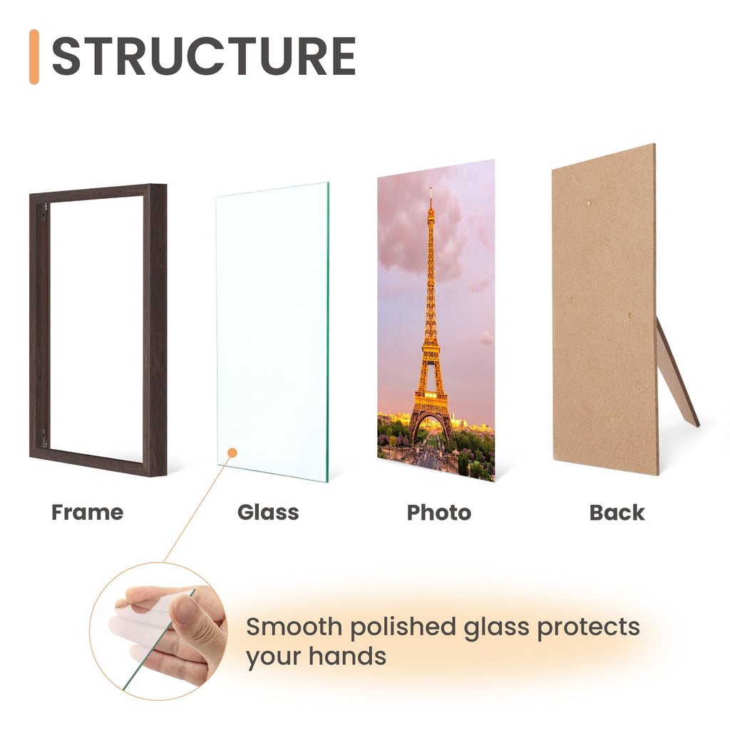 upsimples 5x7 Picture Frame Set of 3, Made of High Definition Glass for 5 x 7 Black Frames, Wall and Tabletop Display Thin Border Photo Frame for Home Décor