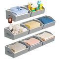 Homsorout Large Closet Organizers and Storage Bins - 8 Pack Trapezoid Storage Baskets for Shelves, Foldable Fabric Baskets with Handles Ideal for Closet, Basket, Wardrobe and Shelf Storage, Beige