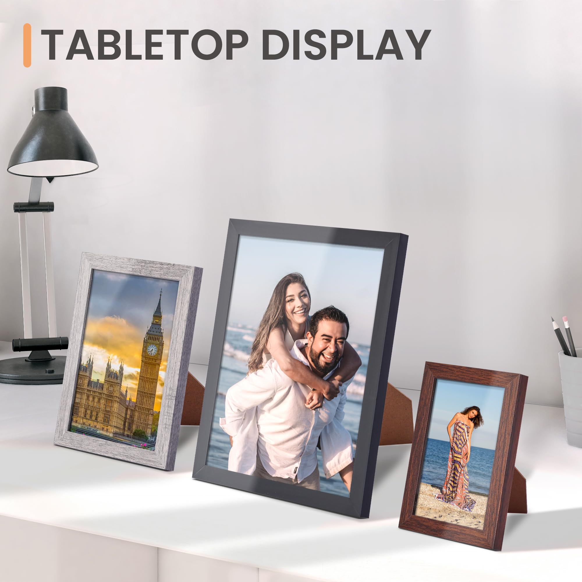 upsimples 10 Pack Picture Frames Collage Wall Decor for Mounting or Tabletop Display, Photo Gallery Frame Set for Family, Multi Sizes Including 8x10, 5x7, 4x6, Black