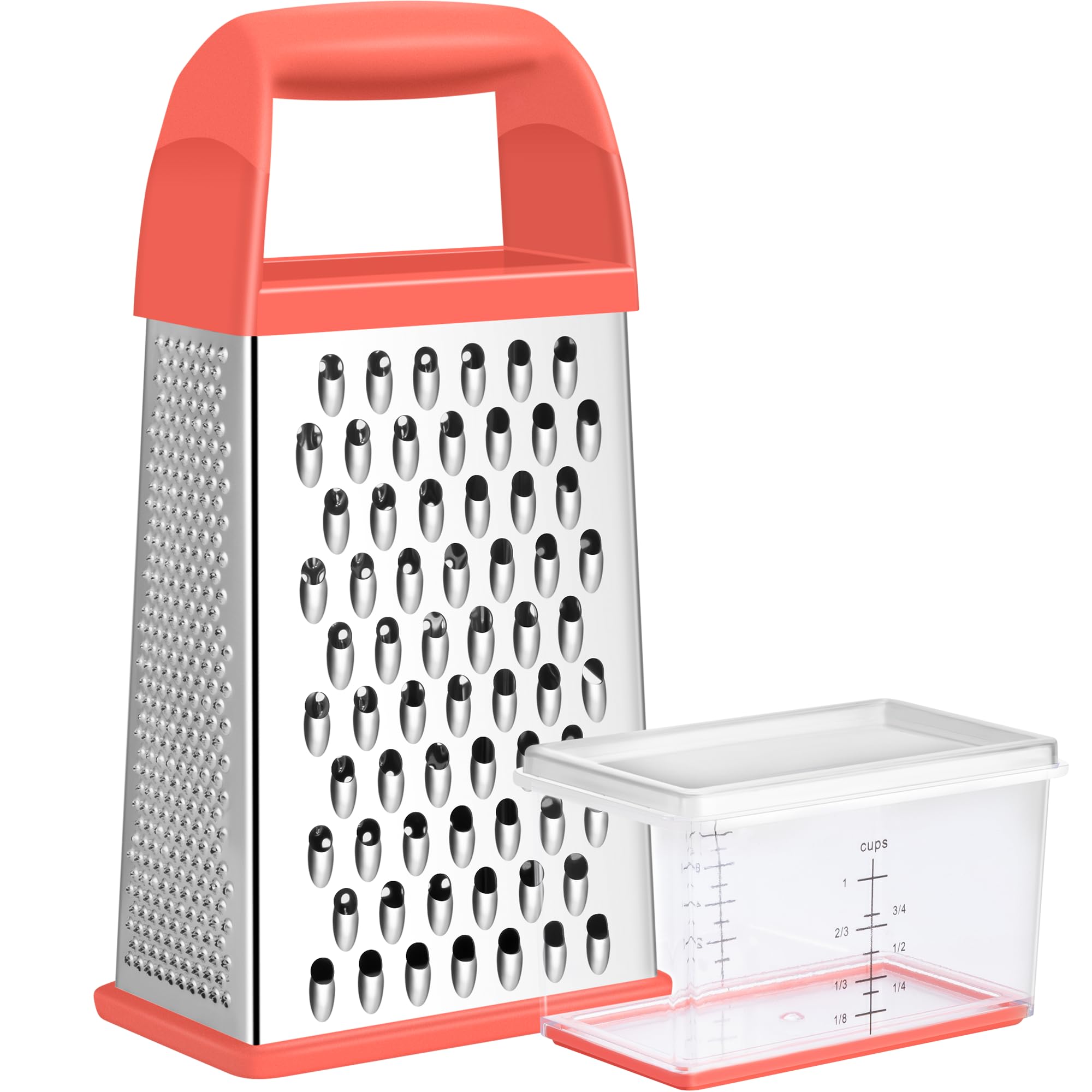Urbanstrive Cheese Grater With Container Box Grater Stainless Steel Graters for Kitchen Cheese Shredder Parmesan Shredder Kitchen Gadgets Kitchen Tools Kitchen Gifts for Chef Dishwasher Safe Zester