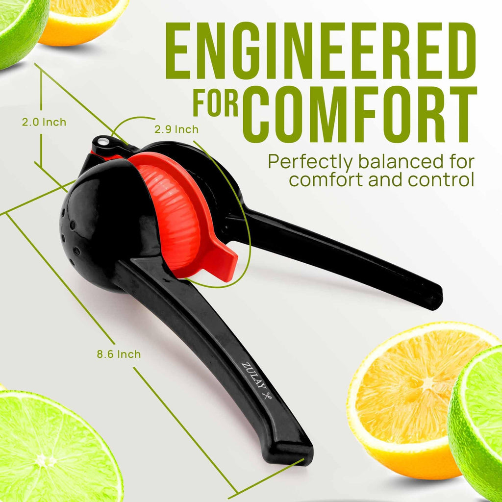 Zulay Kitchen Metal 2-in-1 Lemon Squeezer - Sturdy Max Extraction Hand Juicer Lemon Squeezer Gets Every Last Drop - Easy to Clean Manual Citrus Juicer - Easy-Use Lemon Juicer Squeezer - Yellow/Green