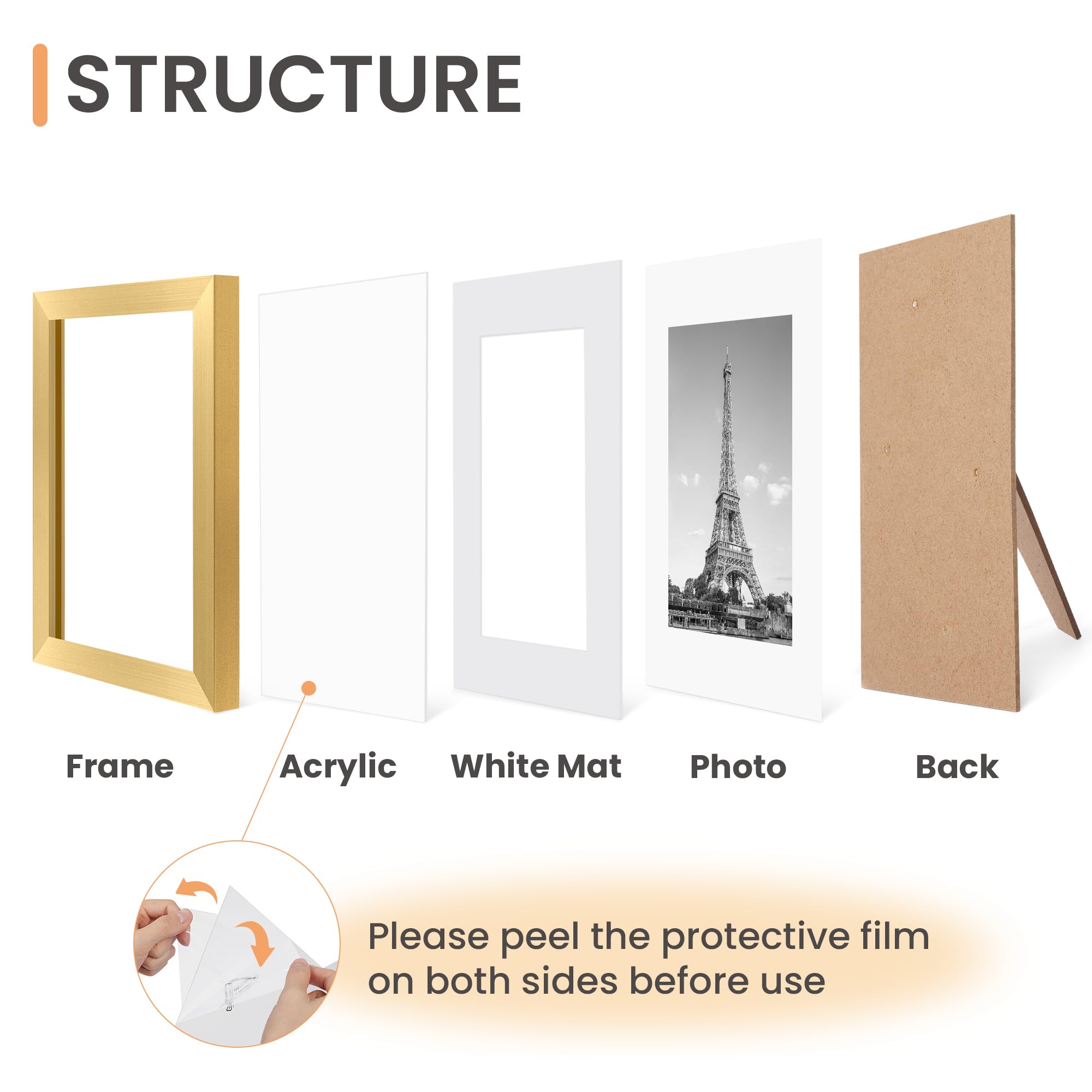 upsimples 5x7 Picture Frame Set of 10, Display Pictures 4x6 with Mat or 5x7 Without, Multi Photo Frames Collage for Wall or Tabletop Display, Black
