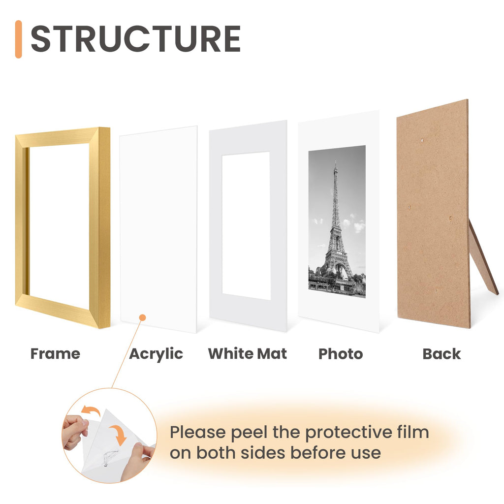 upsimples 5x7 Picture Frame Set of 10, Display Pictures 4x6 with Mat or 5x7 Without, Multi Photo Frames Collage for Wall or Tabletop Display, Black