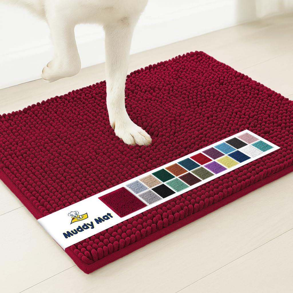 Muddy Mat® | Super Absorbent Door Mat Indoor, Microfiber Quick Dry Chenille Entryway Rug, Non-Slip Front Door Mat, Indoor Mats for Entryway, Machine Washable Pet Rug, Grey 30"x19"