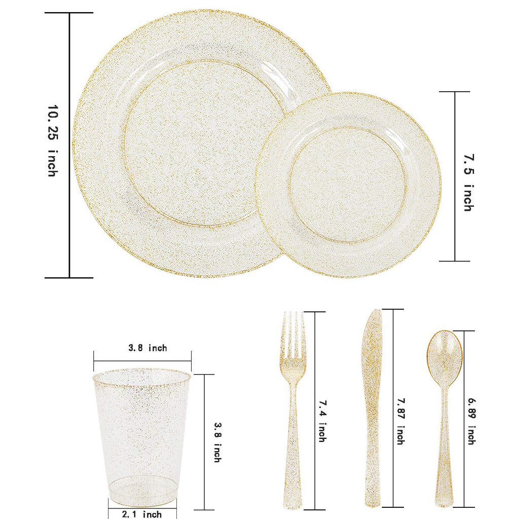 WELLIFE 600 PCS Silver Disposable Dinnerware Set for 100 Guests, Wedding Reception Plates & Silver Plastic Tableware, Dinner & Salad Plates, Cups, Forks, Knives & Spoons for Weddings & Elegant Events