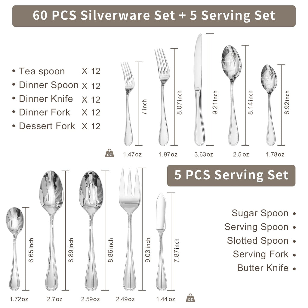 KINGSTONE 20 Piece Teardrop Silverware Set for 4, 18/10 Stainless Steel Flatware Set, Modern Design Cutlery Set for Home/Hotel/Wedding,Mirror Polished and Dishwasher Safe