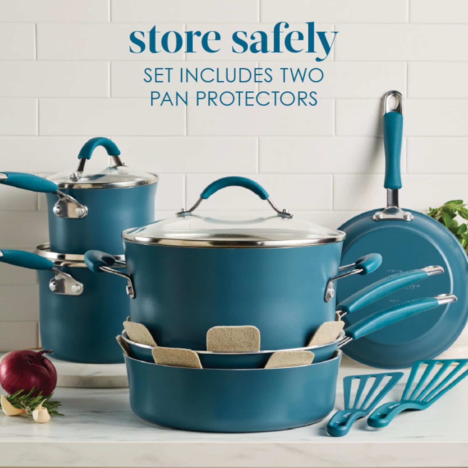 Rachael Ray - 16802 Rachael Ray Cucina Nonstick Cookware Pots and Pans Set, 12 Piece, Sea Salt Gray