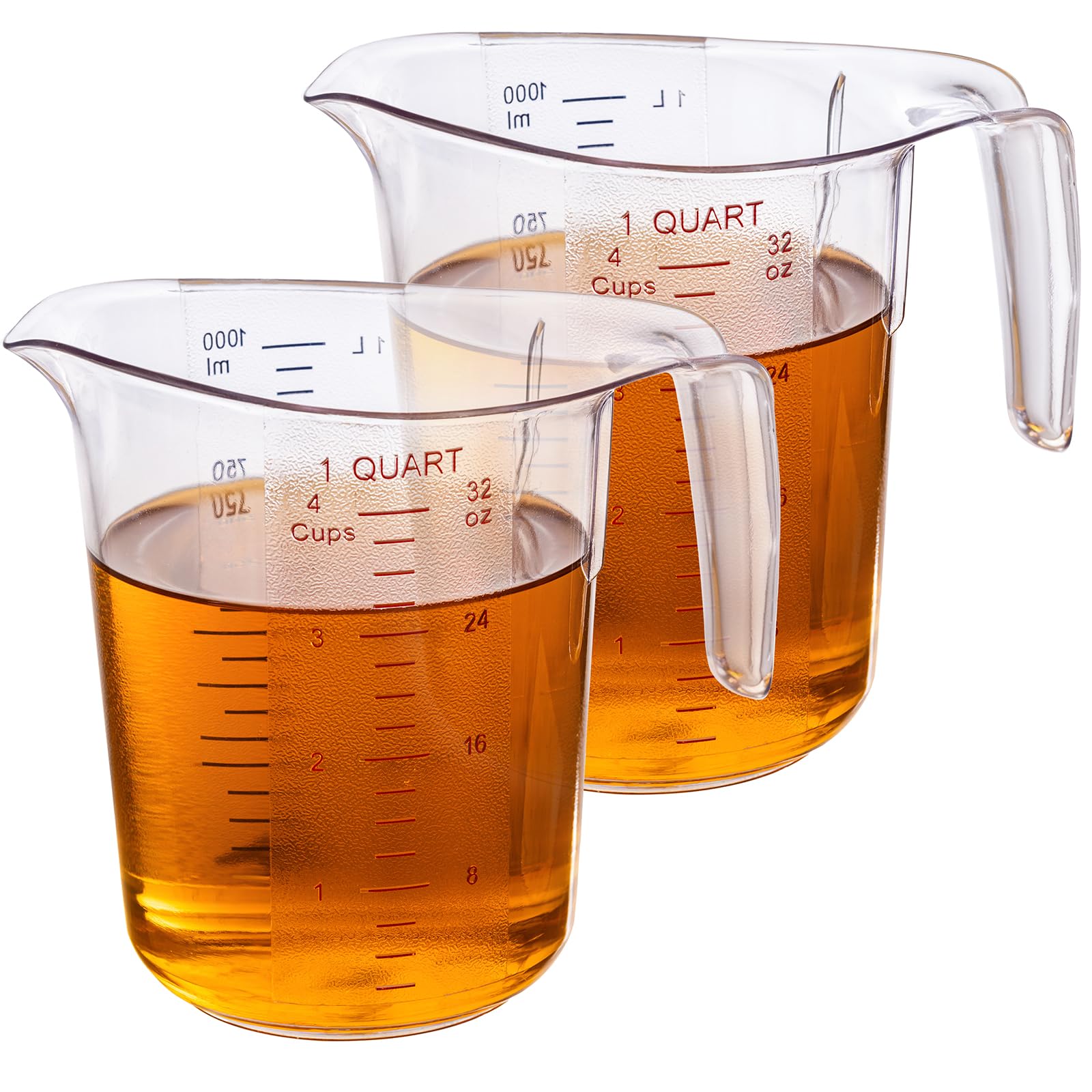 DaYammi Measuring Cups 3-Piece, Unbreakable Food-Grade Plastic Measuring Cup for Dishwasher, 1/2/4-Cup Nesting Liquid Measuring Cups for Prepping, Baking, Cooking, Readable Markings, Clear