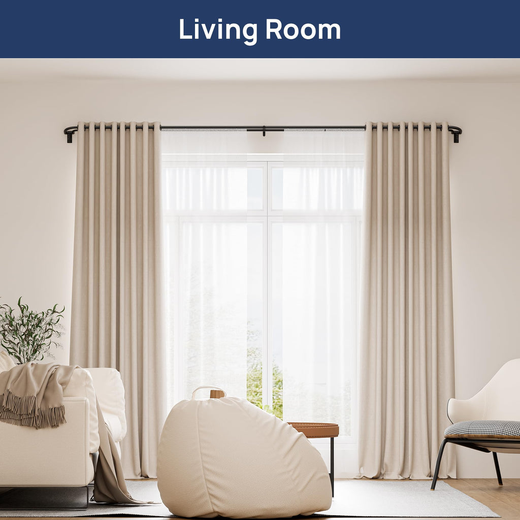 ENJOYBASICS Double Curtain Rod，Blackout Wrap-Around Curtain Rods for Windows 72 to 144 Inch，Adjustable from 32 to 144 Inch for Room Darkening Curtains, Matte Black
