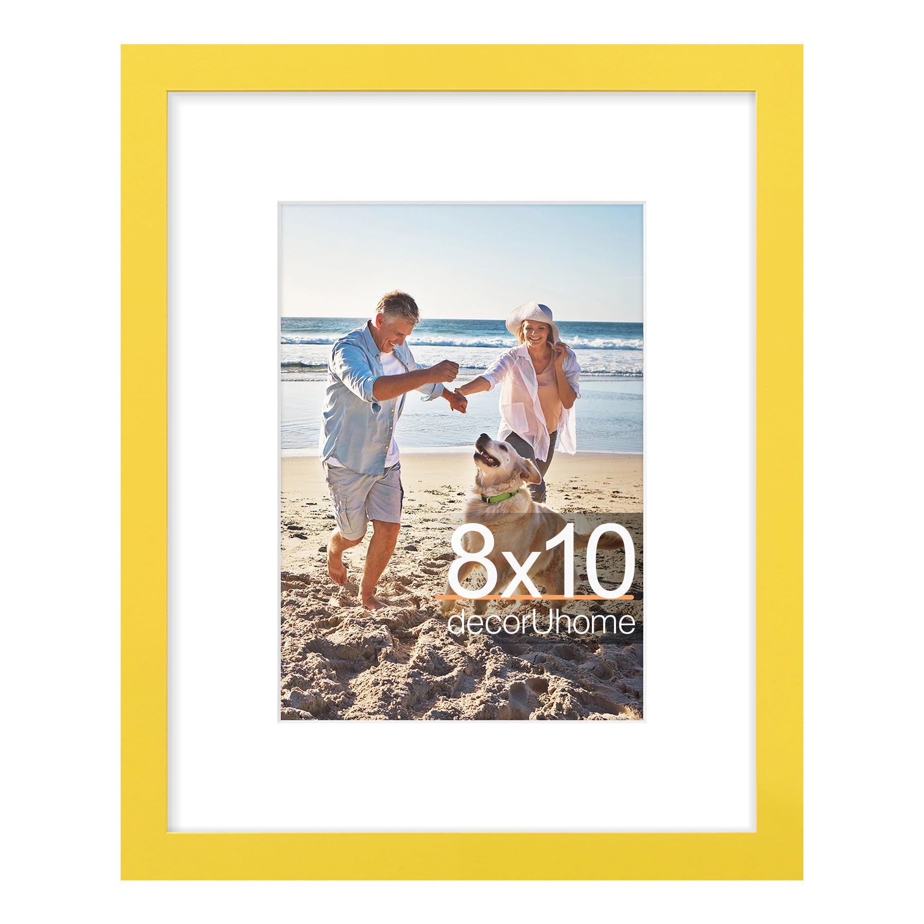 decorUhome 8x10 Picture Frame, Display Pictures 5x7 with Mat or 8x10 without Mat, Wall & Tabletop Display Photo Frame, Black, 1 Pack