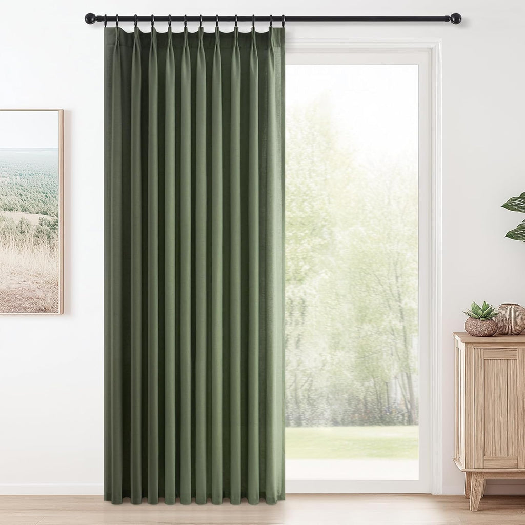 96 Inches Long Pleated Sheer Curtains,Dark Linen Blended Light Filtering Window Curtains 96 Length 2 Panels for Living Room Bedroom Pinch Pleat Drapes with Hooks 2 Panels 40" Wx96 L,Light Brown