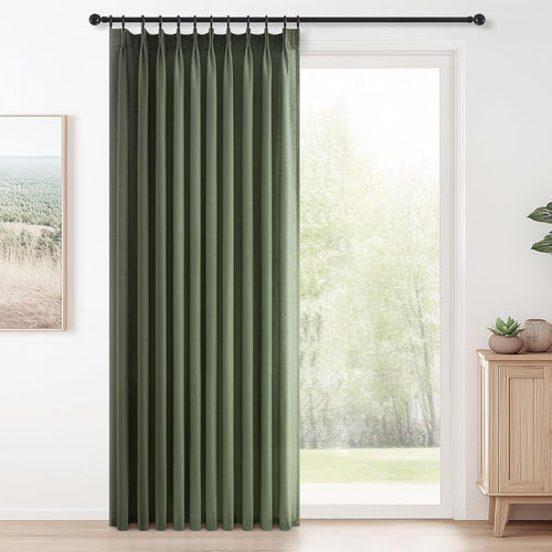 96 Inches Long Pleated Sheer Curtains,Dark Linen Blended Light Filtering Window Curtains 96 Length 2 Panels for Living Room Bedroom Pinch Pleat Drapes with Hooks 2 Panels 40" Wx96 L,Light Brown
