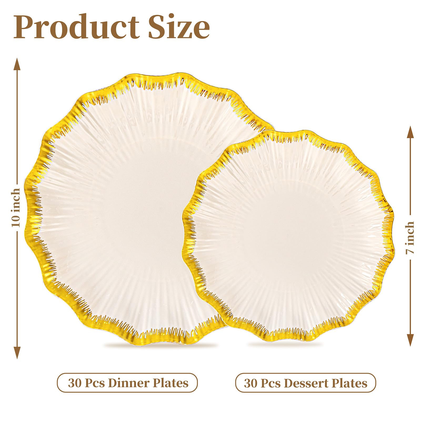 DaYammi 60PCS Blue and White Plastic Plates Blue Rim White Disposable Plates Blue White Party plates Include:30 Plastic Dinner Plate 30 Dessert plate and Wedding & Party Dining