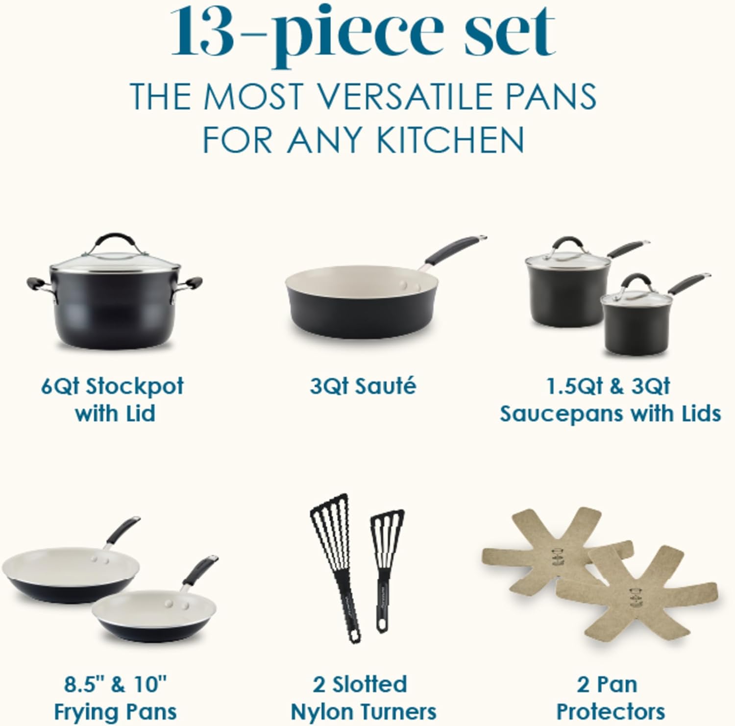 Rachael Ray - 16802 Rachael Ray Cucina Nonstick Cookware Pots and Pans Set, 12 Piece, Sea Salt Gray